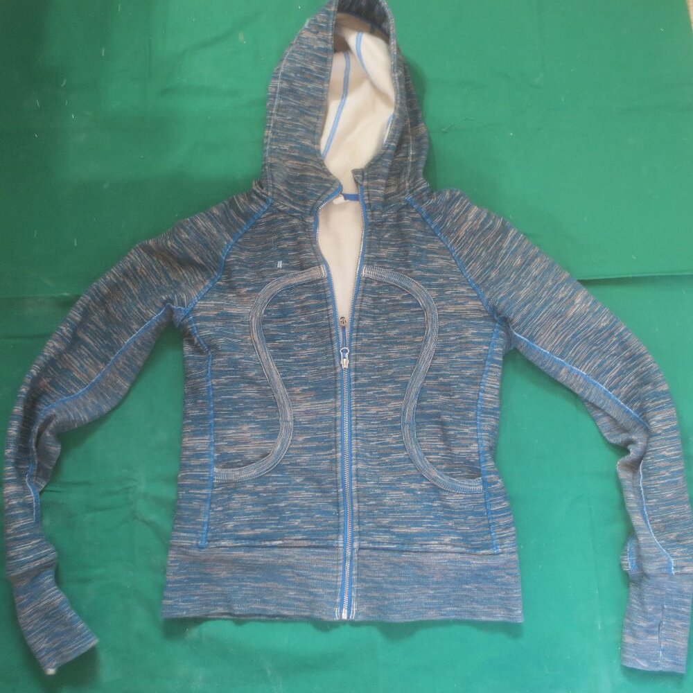 Lululemon Blue Stretch Ladies Blue Scuba Zip Up Hoodie - Size 8 (Small).